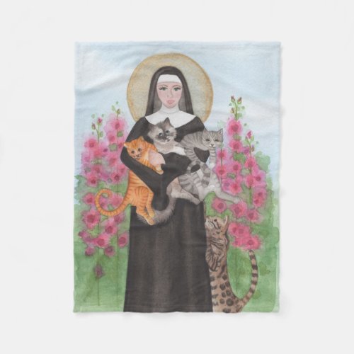 St Gertrude Patron Saint of Cats Fleece Blanket