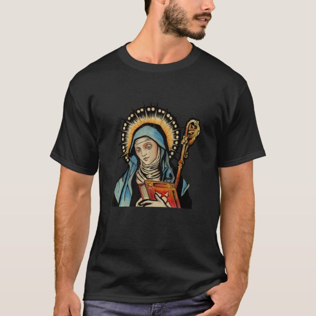 St Gertrude Patron Saint of Cats Great Nivelles T-Shirt (Front)
