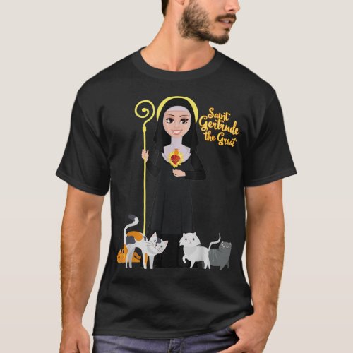 St Gertrude Patron Saint of Cats Lovers Great Nive T_Shirt