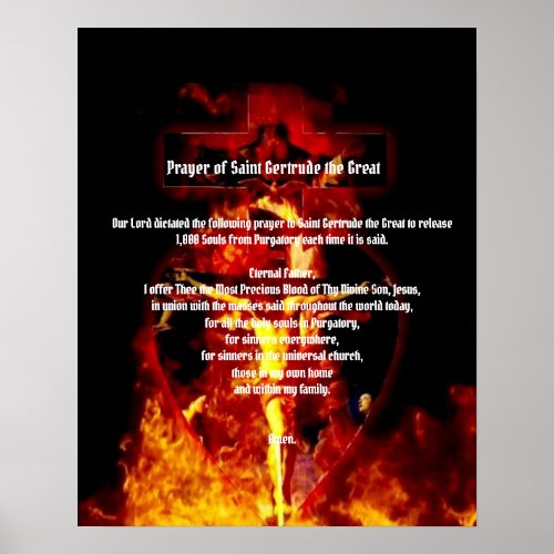 ST GERTRUDE PRAYER CRUCIFIXION HOLY TRINITY POSTER