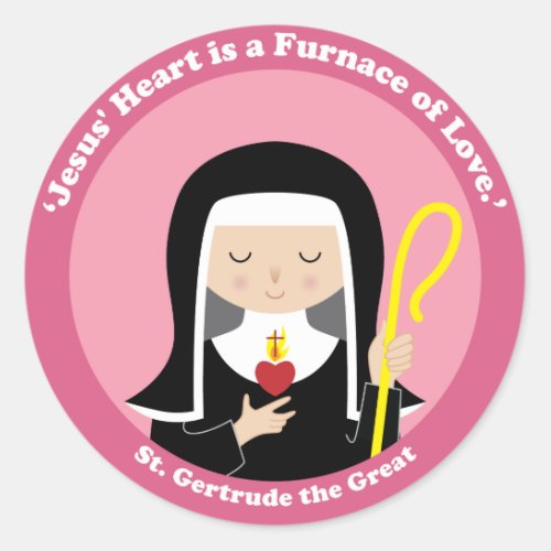 St Gertrude the Great Classic Round Sticker