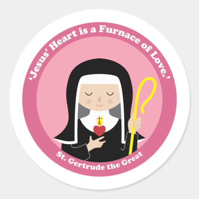 St. Gertrude the Great Classic Round Sticker (Front)