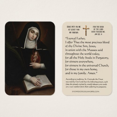 St Gertrude the Great Purgatory Prayer Holy Card