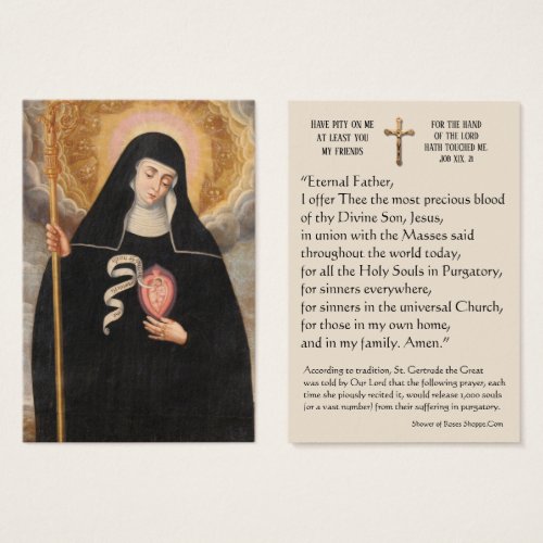 St Gertrude the Great Purgatory Prayer Holy Card