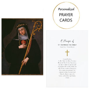 St. Gertrude the Great Roman Catholic Prayer Card 