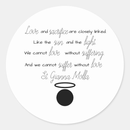 St Gianna Molla Quote Classic Round Sticker