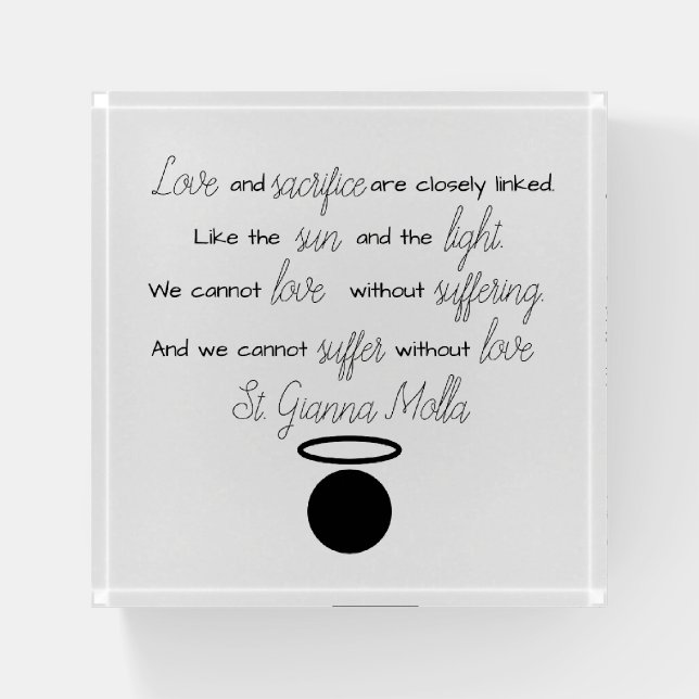 St. Gianna Molla Quote Paperweight (Front)