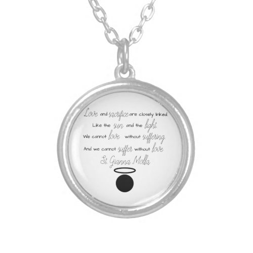 St Gianna Molla Quote Silver Plated Necklace