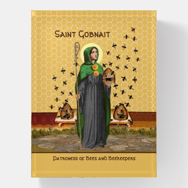 St. Gobnait of Ballyvourney (SAE 003) Paperweight (Vertical)
