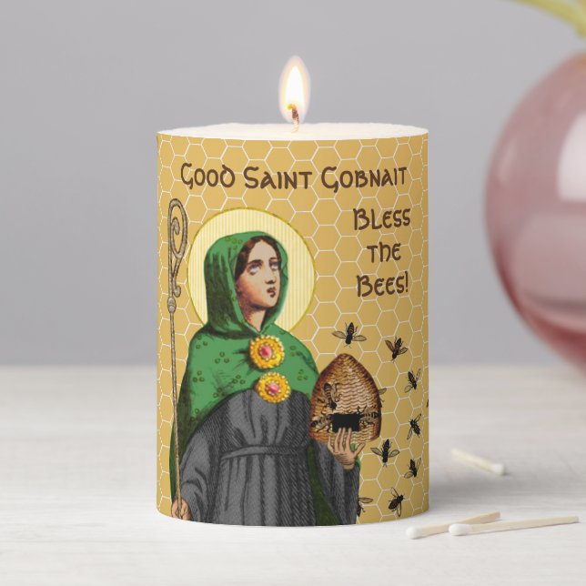 St. Gobnait of Ballyvourney (SAE 003) Pillar Candle (In Situ)