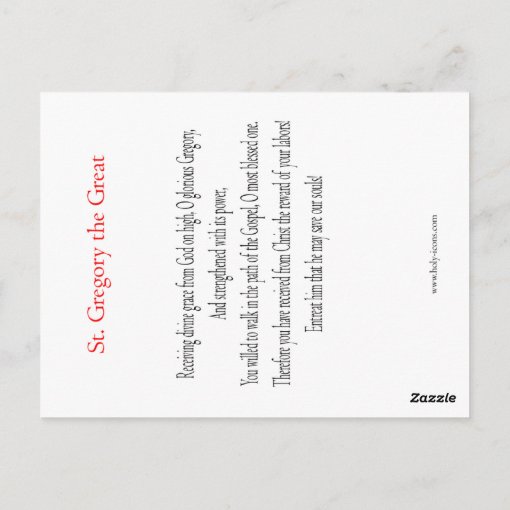 St. Gregory the Great Prayer Card Zazzle
