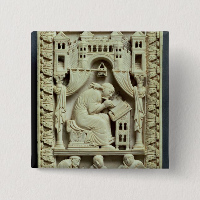 St. Gregory writing with scribes below Pinback Button (Front)