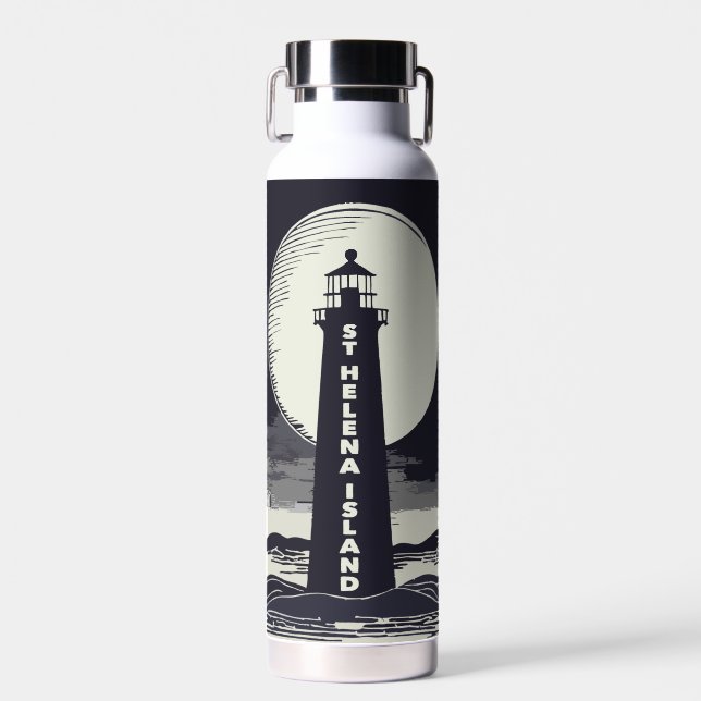 St. Helena Island Michigan Lighthouse Moon Water Bottle (Front)
