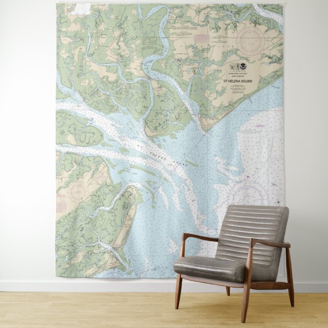 St Helena Sound Nautical Chart 11517 Tapestry (In Situ)