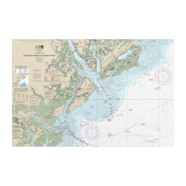St Helena Sound to Savannah River Nautical Chart Acrylic Print (Front)