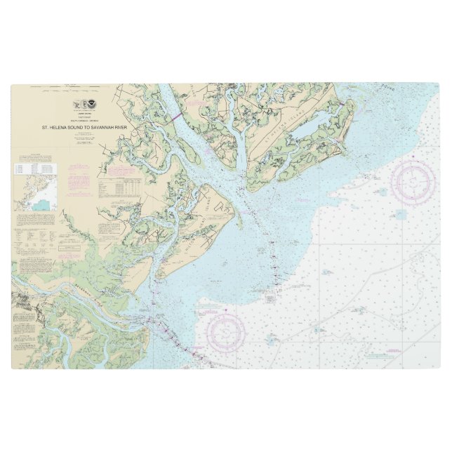 St Helena Sound to Savannah River Nautical Chart Metal Print (Front)