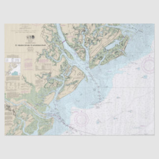 St Helena Sound to Savannah River Nautical Chart Tissue Paper