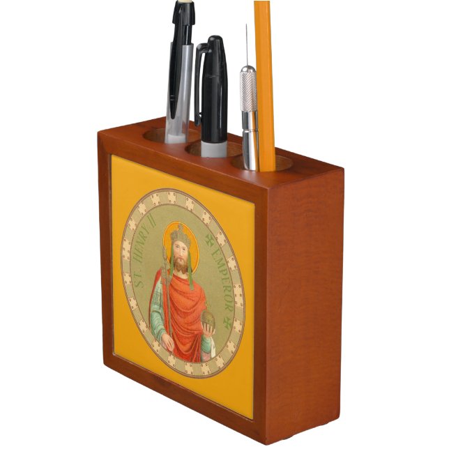 St. Henry II, Emperor (BBS 10; Round Image) Desk Organizer (In Situ)