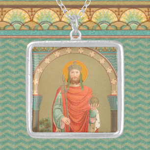 St. Henry II, Emperor (BBS 10) Square Silver Plated Necklace