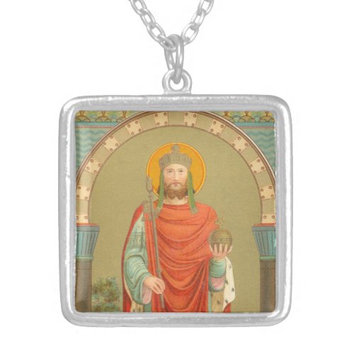 St Henry II Emperor BBS 10 Square Silver Plated Necklace