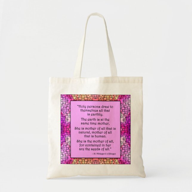 St. Hildegard of Bingen Quote Tote Bag (Front)