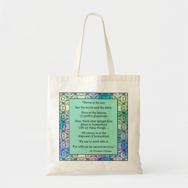 St. Hildegard of Bingen Quote Tote Bag (Front)