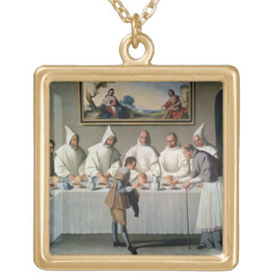 St. Hugh of Cluny (1024-1109) in the Refectory of Gold Plated Necklace