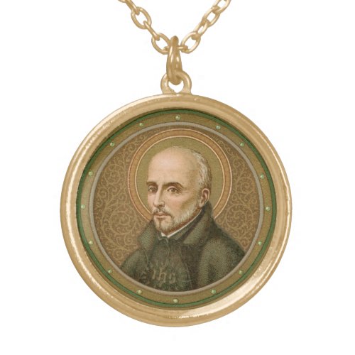 St Ignatius Loyola BK 050 Gold Plated Necklace