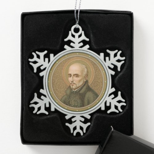 St Ignatius Loyola BK 050 Snowflake Pewter Christmas Ornament