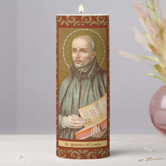 St. Ignatius Loyola (JM 27) 3"x8" Pillar Candle (In Situ)
