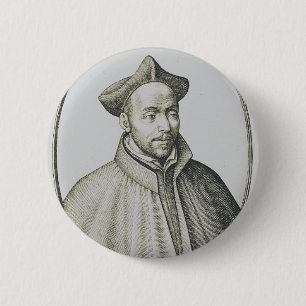 St. Ignatius of Loyola Engraving Antique Art Button