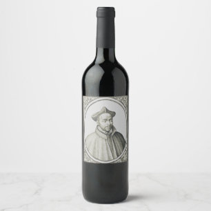 St. Ignatius of Loyola Engraving Antique Art Wine Label