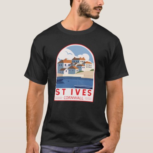 St Ives Cornwall England Retro Travel Art Vintage  T_Shirt