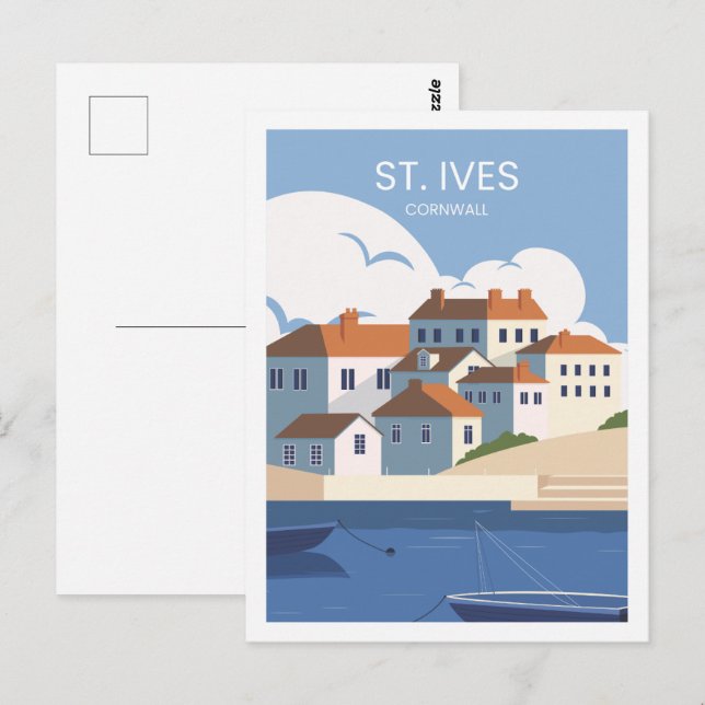St Ives Cornwall Famous Travel Place Illustration Postcard (Front/Back)