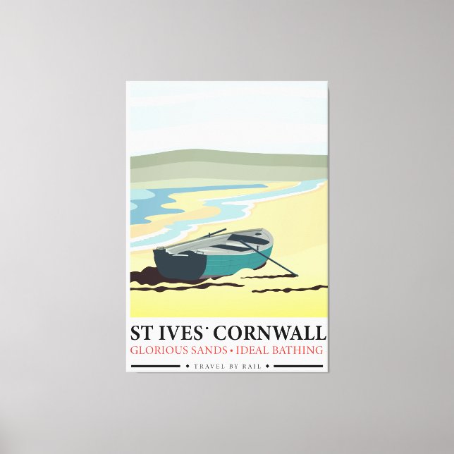 St Ives Cornwall nautical travel poster. Canvas Print (Front)