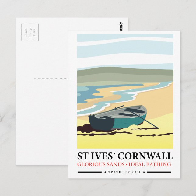 St Ives Cornwall nautical travel poster. Postcard (Front/Back)