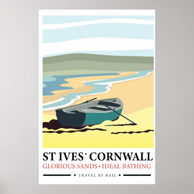 St Ives Cornwall nautical travel poster. Poster (Front)