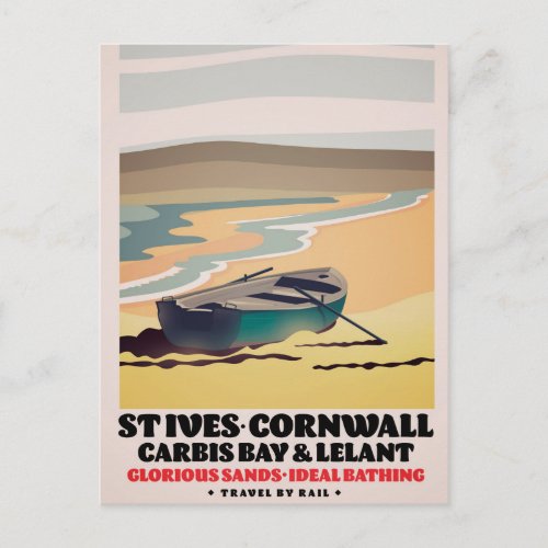 St Ives Cornwall Travel Poster Postcard