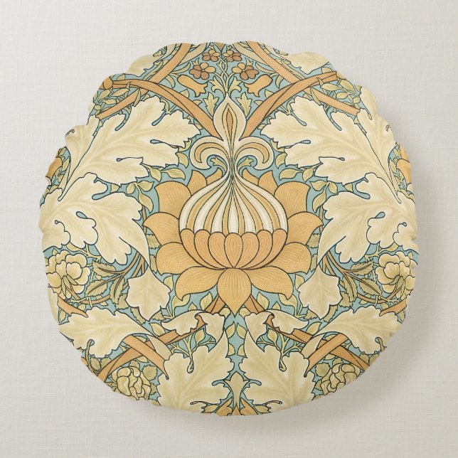 St. James by William Morris, Acanthus Leaves Round Pillow (Front)