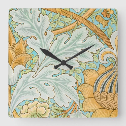 St James Pattern by William Morris Square Wall Clock