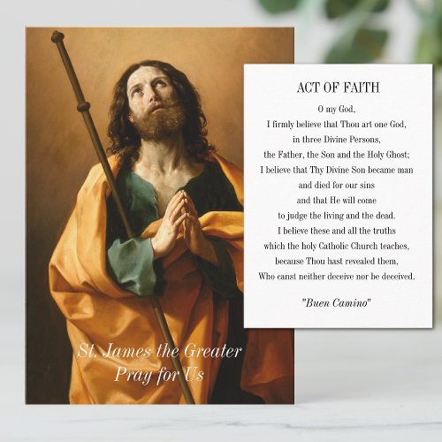 St James the Greater Camino Act of Faith Prayer  Place Card