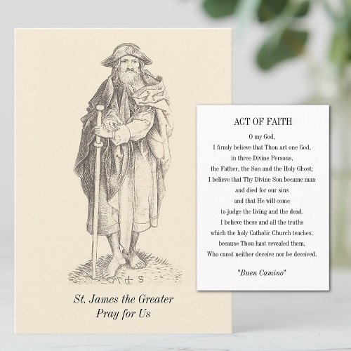 St James the Greater Camino Act of Faith Prayer  Place Card