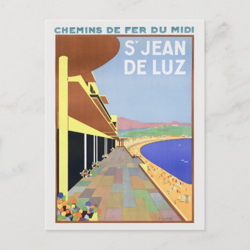 StJean de Luz Vintage Poster 1928 Postcard