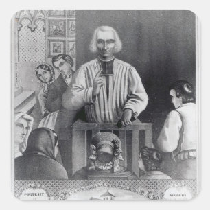 St. Jean-Marie Vianney preaching, 19th century Square Sticker