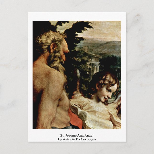 St. Jerome And Angel By Antonio Da Correggio Postcard (Front)