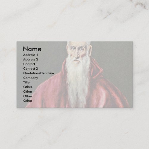St. Jerome As Cardinal By Greco El Business Card Template