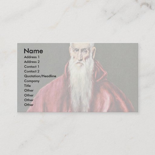Customizable St. Jerome As Cardinal By Greco El Business Card Template