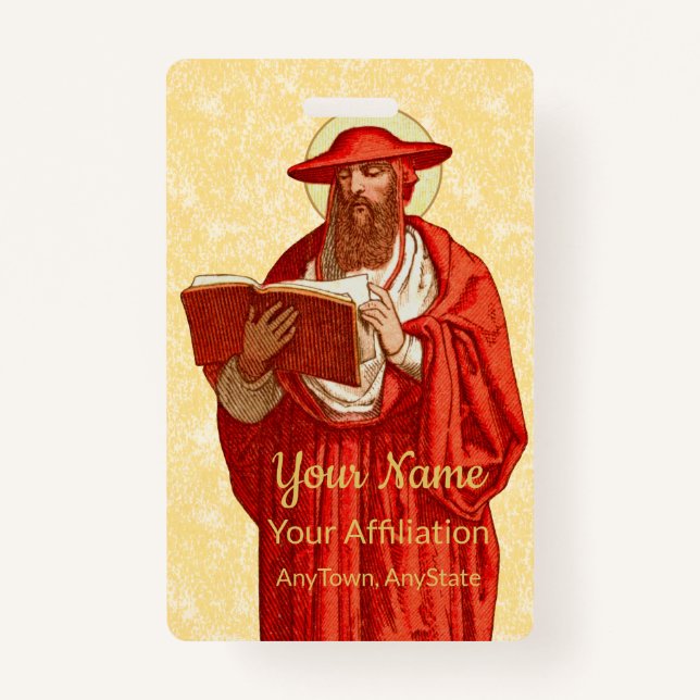 St. Jerome as Cardinal with Book (P 004) Badge (Front)