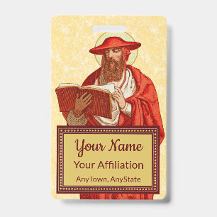 St. Jerome as Cardinal with Book (P 004) Badge