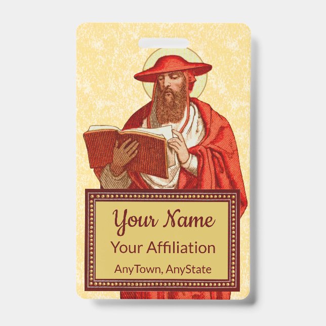 St. Jerome as Cardinal with Book (P 004) Badge (Front)